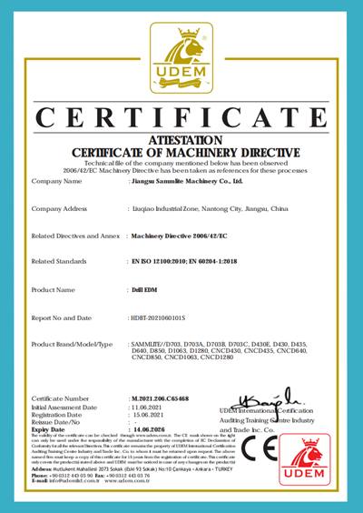 Drilling EDM CE Certificate